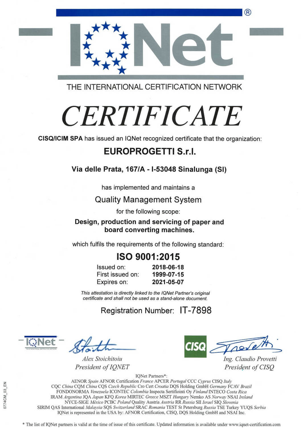 Certificazione IQNET ISO9011:2015